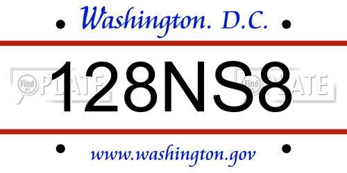 128NS8 District Of Columbia License Plate