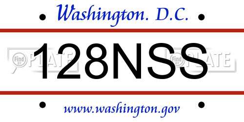 128NSS District Of Columbia License Plate