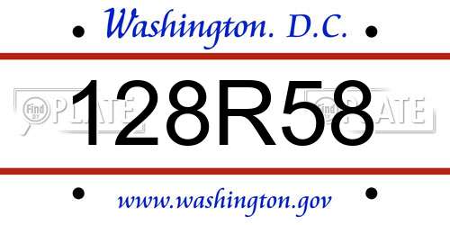 128R58 District Of Columbia License Plate
