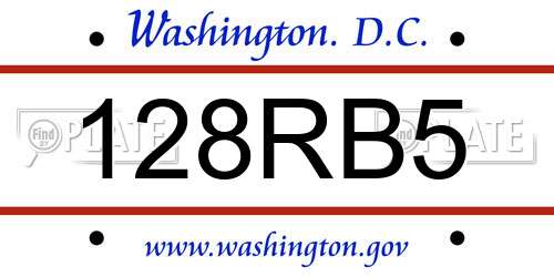 128RB5 District Of Columbia License Plate