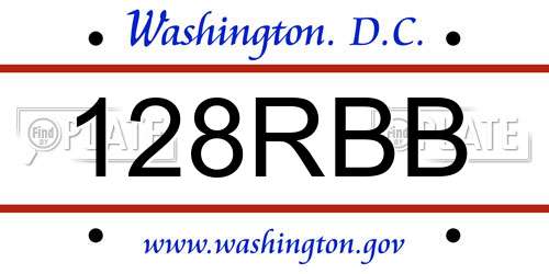 128RBB District Of Columbia License Plate