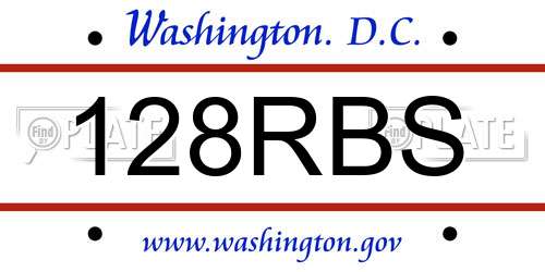 128RBS District Of Columbia License Plate