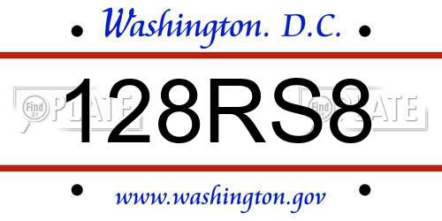 128RS8 District Of Columbia License Plate