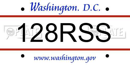 128RSS District Of Columbia License Plate