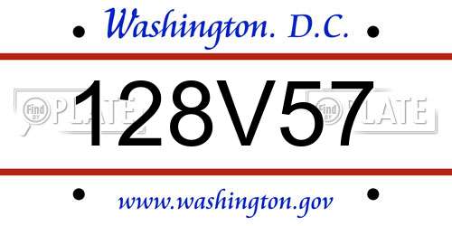 128V57 District Of Columbia License Plate