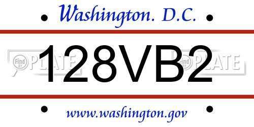 128VB2 District Of Columbia License Plate