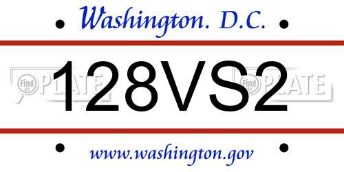 128VS2 District Of Columbia License Plate