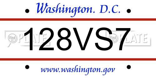 128VS7 District Of Columbia License Plate