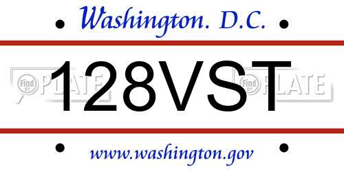 128VST District Of Columbia License Plate
