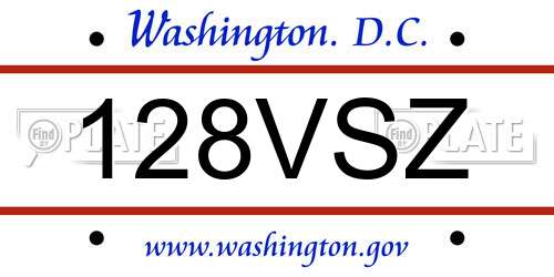 128VSZ District Of Columbia License Plate