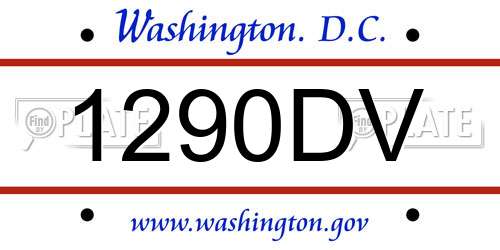 1290DV District Of Columbia License Plate