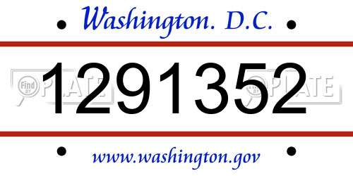 1291352 District Of Columbia License Plate