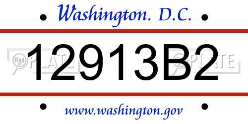 12913B2 District Of Columbia License Plate