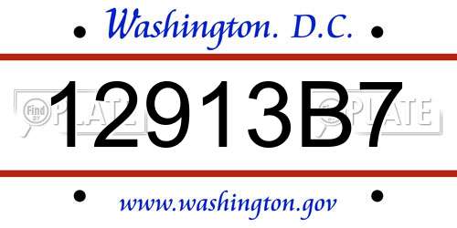 12913B7 District Of Columbia License Plate
