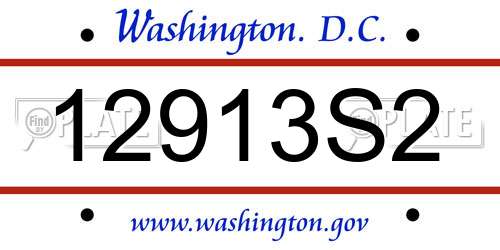 12913S2 District Of Columbia License Plate