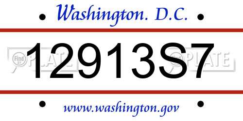 12913S7 District Of Columbia License Plate