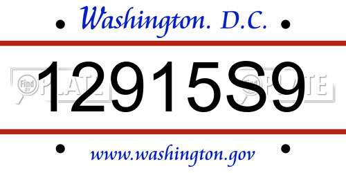 12915S9 District Of Columbia License Plate