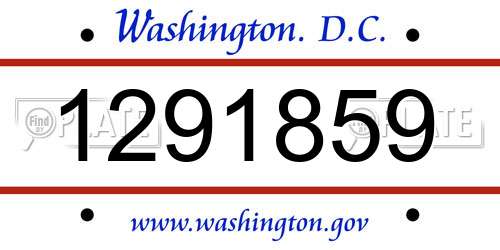 1291859 District Of Columbia License Plate