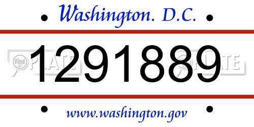 1291889 District Of Columbia License Plate