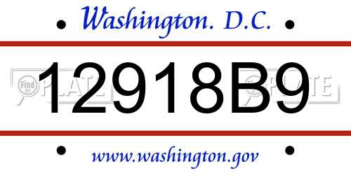 12918B9 District Of Columbia License Plate
