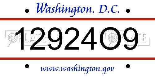 12924O9 District Of Columbia License Plate