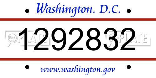 1292832 District Of Columbia License Plate