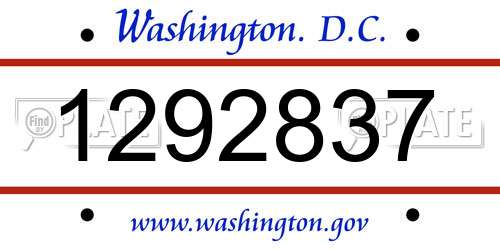 1292837 District Of Columbia License Plate