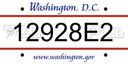 12928E2 District Of Columbia License Plate