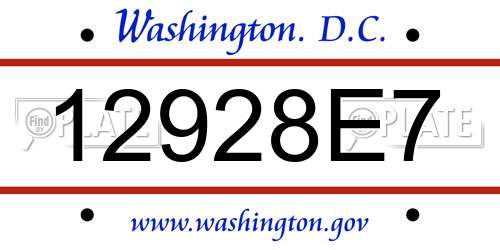 12928E7 District Of Columbia License Plate