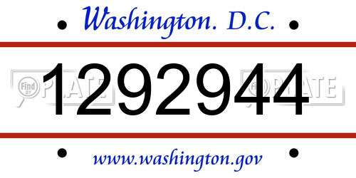 1292944 District Of Columbia License Plate