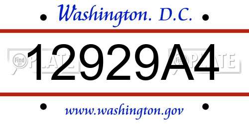 12929A4 District Of Columbia License Plate