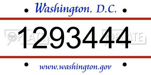 1293444 District Of Columbia License Plate