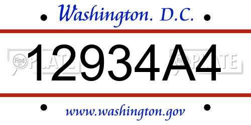 12934A4 District Of Columbia License Plate