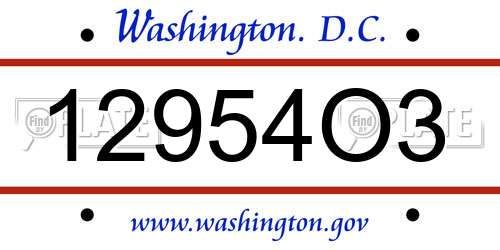 12954O3 District Of Columbia License Plate