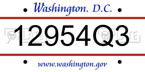 12954Q3 District Of Columbia License Plate