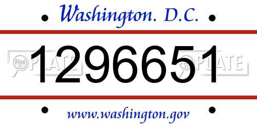 1296651 District Of Columbia License Plate
