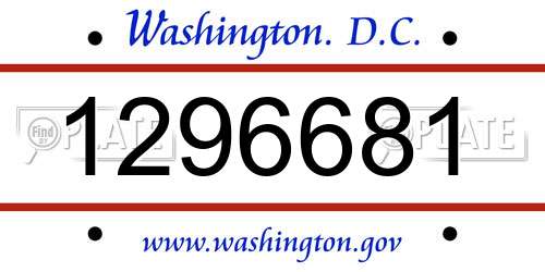 1296681 District Of Columbia License Plate