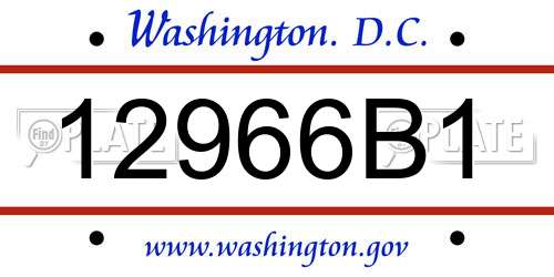 12966B1 District Of Columbia License Plate