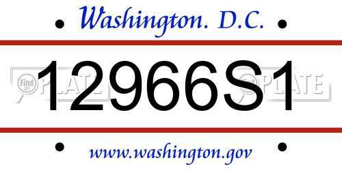 12966S1 District Of Columbia License Plate