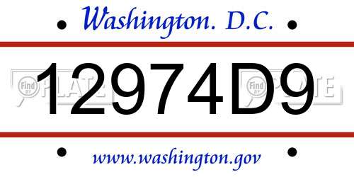 12974D9 District Of Columbia License Plate