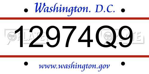 12974Q9 District Of Columbia License Plate