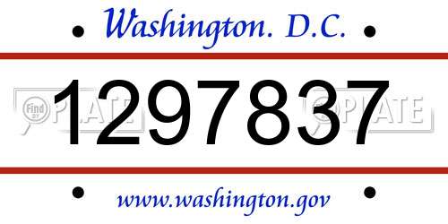 1297837 District Of Columbia License Plate