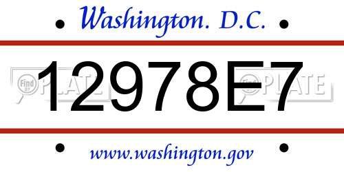 12978E7 District Of Columbia License Plate