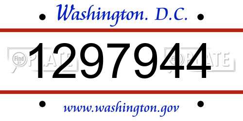 1297944 District Of Columbia License Plate