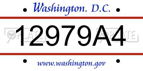 12979A4 District Of Columbia License Plate