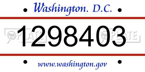 1298403 District Of Columbia License Plate