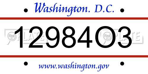 12984O3 District Of Columbia License Plate
