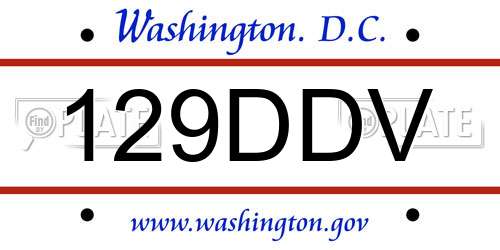 129DDV District Of Columbia License Plate