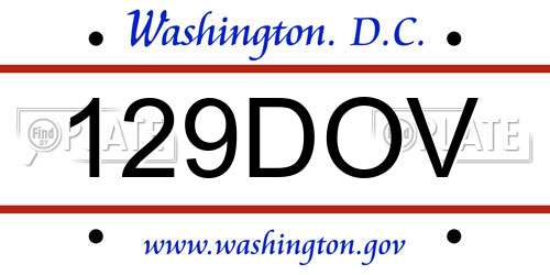 129DOV District Of Columbia License Plate
