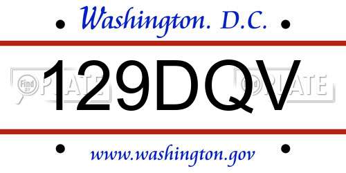 129DQV District Of Columbia License Plate